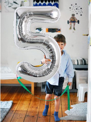 40 Inch Silver Large Numbers Balloons 0-9, Number 3 Digital 3 Helium Balloons, F