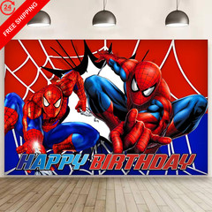 Spider Birthday Party Decorations, 5x3ft Happy 60 inches x 36 inches, Red