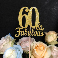 10-Pack Double Sided Rose Gold Fabulous and 60Th Birthday Centerpieces for Table