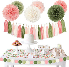 Boho Wedding Decorations, 28PCS Rustic Neutral Creamy White Tissue Paper Pom Pom