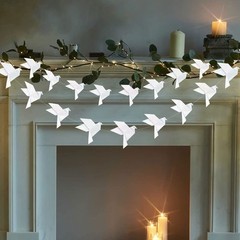 150PCS 10Strings White Origami Paper Doves Garlands for Wedding Party Decorat…
