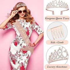 34th Birthday Decorations for Her Women, Rose Gold Party Supplies