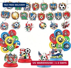2026 World Cup Soccer Party Decorations Kit, Football Theme Decorations with Ban