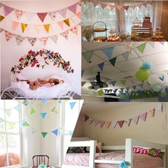 10M/32Ft Triangle Bunting Banner, 36 Pcs Cotton Fabric Flags Pennant Colorful