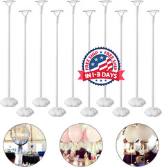 10 juegos de soportes para globos con base para centros de mesa y escritorios.