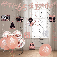 65Th Birthday Decorations for Women, Rose Gold 65Th Birthday Decor Kit with Bann