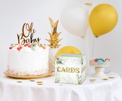 HEZNZXQ Gold Foil Greenery Card Box – 8 inches x 8 x 8 inches, gold
