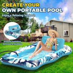 65″ Thicken PVC Inflatable Lounge Pool Float Heavy Duty For Adults River Tanning