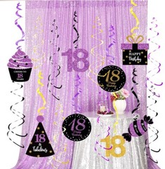 18th birthday party decorations Purple/gold and Black📦