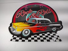 Rock and Roll Cut Out Music Party Decoration 50s Car 11″ x 11 Two-sided Poster
