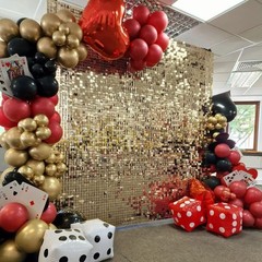24PCS Gold Shimmer Wall Backdrop Panels 12″x12″ Square Sequins on Grid
