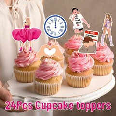 24pcs Popular Happy Cupcake Toppers, In My Era Cupcake Toppers, Super Star Pa…