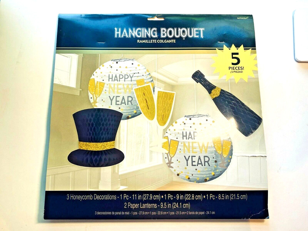 New Year’s Decor Black Silver & Gold Hanging Decorations Party Supplies