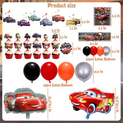 Cartoon Birthday Decorations, Car Themed Party Decorations Set with Balloon, Bac