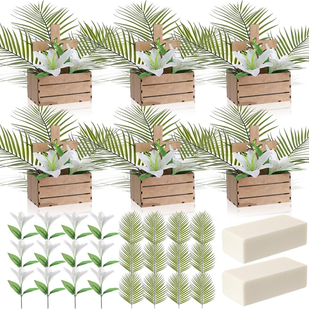 6 Sets First Communion Table Decor Easter Wooden Cross Centerpieces Artificia…