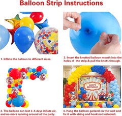 Carnival Circus Theme Party Decorations, Primary Color Balloon Arch Kit, 120p…