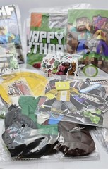 123pc Minecraft Birthday Party Supplies Kit Banner Balloons Cake Topper Sword