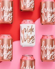 Bachelorette Party Can Cooler 10-Pack Bride Drunk Vibes Rose Gold Neoprene