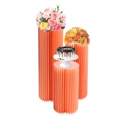3PCS Foldable Paper Columns Display Centerpiece Stands Birthday Display Stands