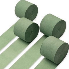 Crepe Paper Streamers 4 Rolls 328ft, Pack of Sage Green Crepe Paper for Party…