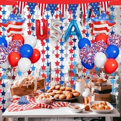 Red White and Blue Balloons Party Decorations with Patriotic Theme Foil Fring…
