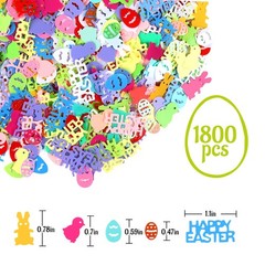 1800 PCS Easter Confetti Egg Bunny Chick Glitter Foil Scatter Table Party
