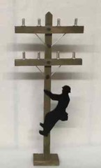 LINEMAN POLE & Silhouette Climber | cake decoration | 12” Miniature Utility Pole