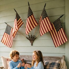 Five Tea-Stained Flags, Vintage US Small Flags Patriotic Decoration For Wall Art