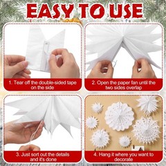 18 Pcs Large 3D Paper Snowflakes – Winter Hanging Decor for Home & Party