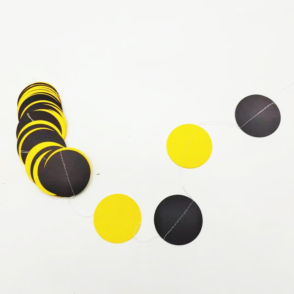 Yellow Black Circle Dots Party Garland Decoration Hanging Streamer Bunting Banne