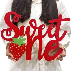 Berry First Birthday Decor Sweet One Wooden Sign Strawberry Table Centerpiece