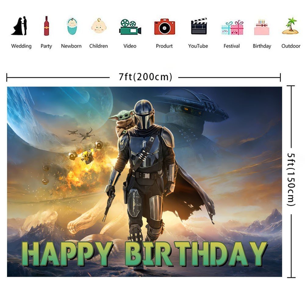 Mandalorian and Grogu Party Decorations Backdrop Banner Background Vinyl Gift