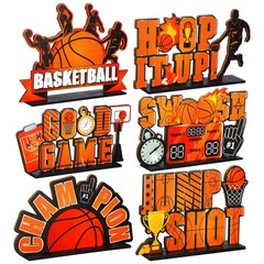 6 Pieces Basketball Table Decorations Basketball Birthday Party Wooden Ornaments