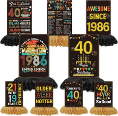 40Th Birthday Decorations for Men Women – 9PCS Vintage Back in 1986 Birthday Hon