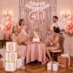 60Th Birthday Decorations for Women – Rose Gold Confetti 60 Foil Balloons Happy