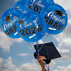 12Pcs 18″ Congrats Grad Foil Balloons Class of 2026 Graduation Party Decor