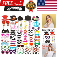 Joyin Toy Photo Booth Props 66 Pieces，Multicolor Kit for Graduation Wedding Part