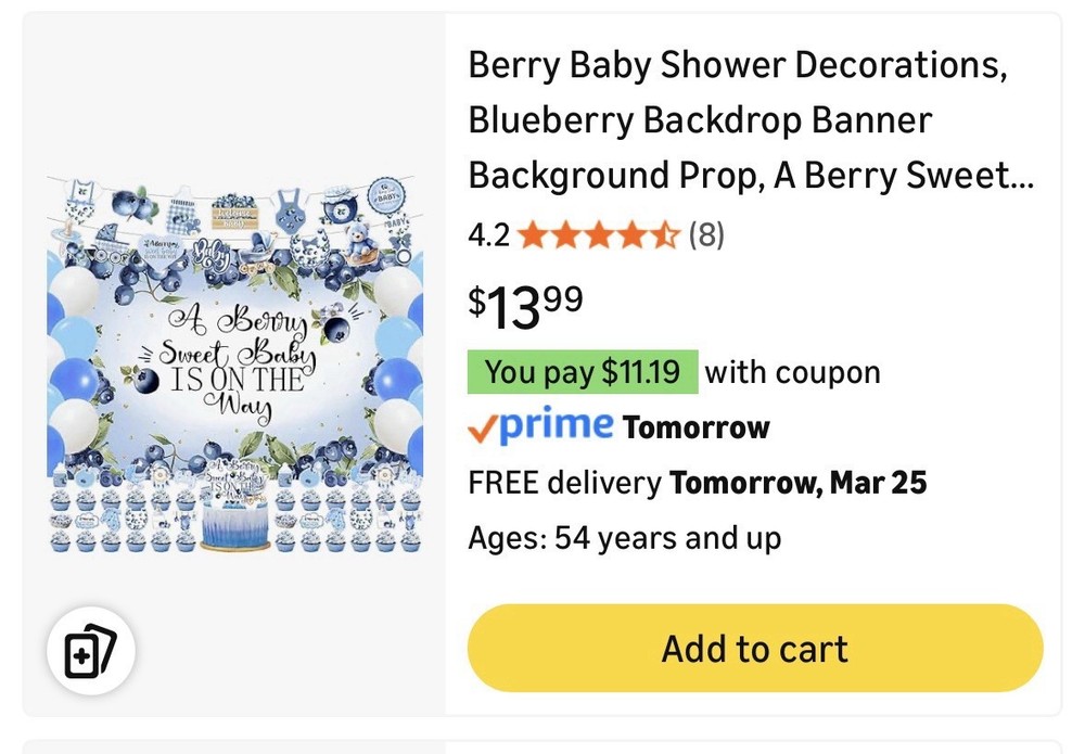 Blueberry Baby Shower Backdrop Banner Prop Set Floral Nature Nursery Theme
