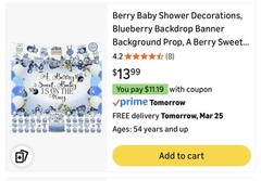 Blueberry Baby Shower Backdrop Banner Prop Set Floral Nature Nursery Theme