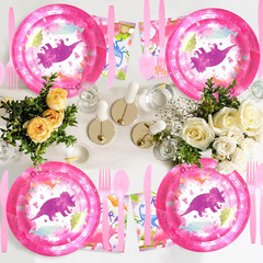204 Pcs Three Rex Birthday Party Decorations Girl, Dinosaur 3Rd Birthday Party