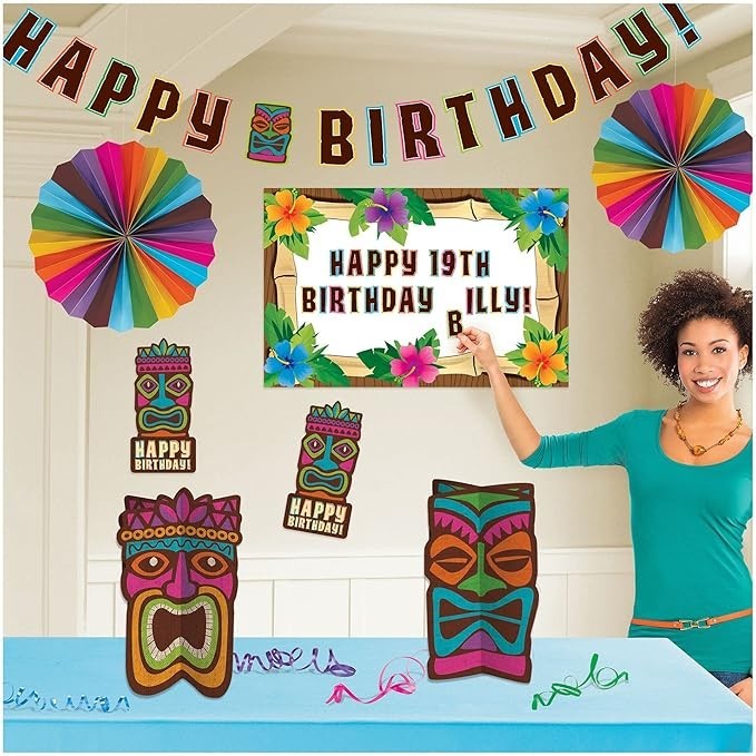 Vibrant Multicolor Happy Birthday Tiki Room Decorating Kit – Premium Quality Pap