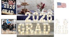 Grad 2026: 8 Bright LED Marquee Letters – Perfect for Graduation Celebrations!