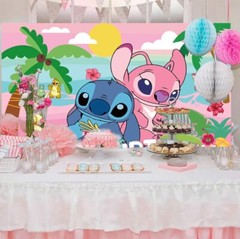 Lilo & Stitch Birthday Party Decoration, 4.9×3.2ft Happy Birthday Backdrop