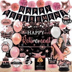 Retirement Party Decorations Women Rose Gold Happy Retire Decorations Happy R…