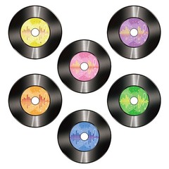 48 Pcs 70s 80s 90s Disco Records Paper Cutouts 100 Pcs Glue Points Decoration