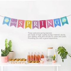DONCIDAY Hello Spring Banner,Pre-assembled 6 inches x 8 inches, Banner