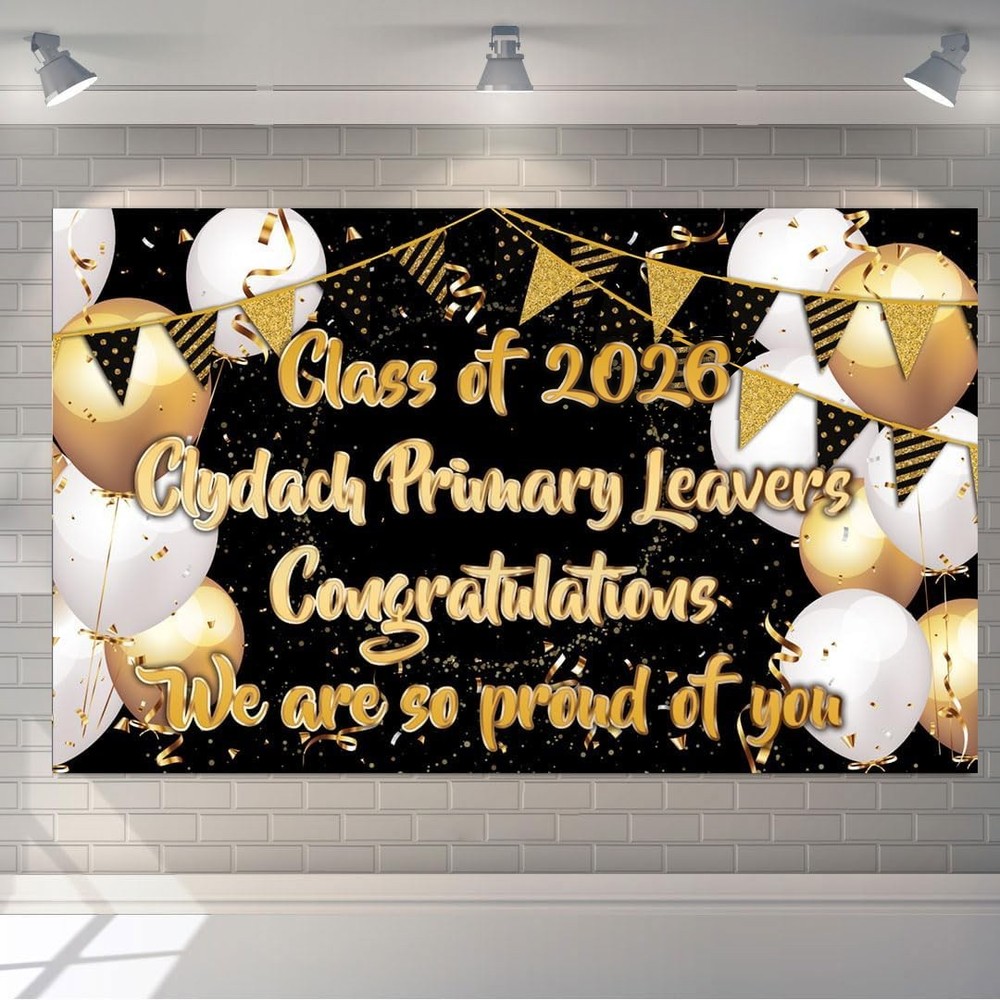 Personalised Graduation Background Banner School Leaver 2026 party decoration