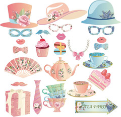 25Pcs Tea Party Photo Booth Props,Floral Party Supplies, Tea Garden Birthday …