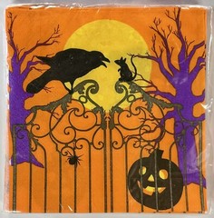 Vintage Halloween Party Decor LOT Table Runner Napkins Mask Pumpkin Pick NEW NOS