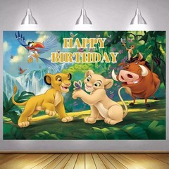 Lion King Simba Backdrop Happy Birthday Banner Baby Shower Photo Background